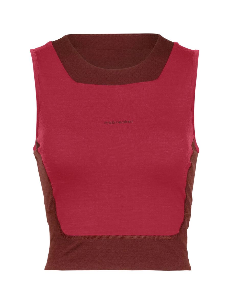 Women's Icebreaker ZoneKnit™ Merino Cropped Bra-Tank T Shirts Cherry / Espresso | CA 1374ZUTG